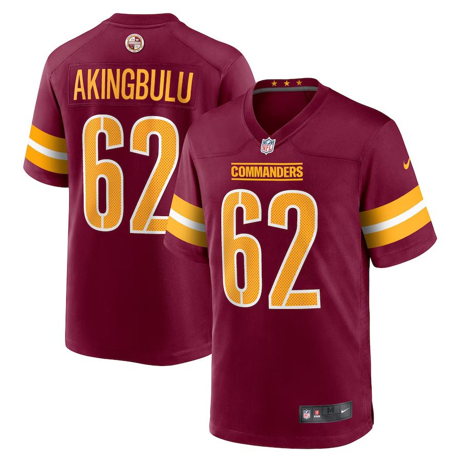 Men Washington Commanders #62 Alex Akingbulu Nike Burgundy Game Player NFL Jersey